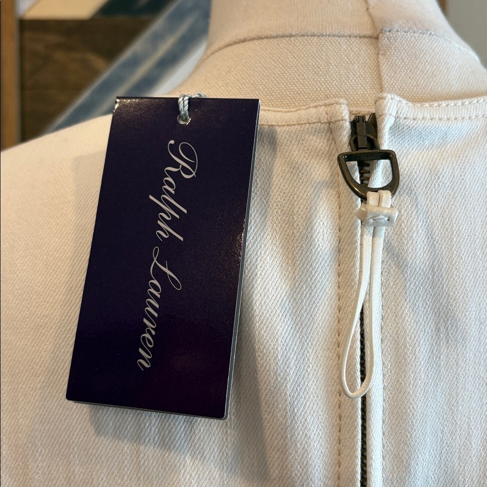 Ralph Lauren Collection Antique White Cotton Denim Sleeveless Dress sz 10 NWT - Picture 8 of 15